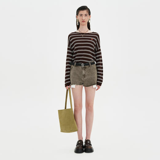 SELFWHO紧身超短牛仔裤女2024夏季新款经典复古吸湿透气百搭裤子 商品图2