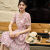 米思阳2025夏季新款优雅知性V领连衣裙收腰宽松碎花A字裙女1125 商品缩略图4