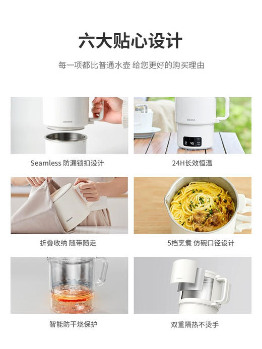 韩国 Glasslock盖朗 旅行便携mini烧水壶 800ml 316L医用不锈钢 全球电压可用 商品图4