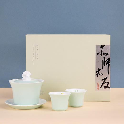 西泠印社亦师亦友白瓷上釉茶具套装 商品图3