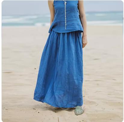 绽放 302朵 套装半裙旅行女装高端砂洗亚麻度假旅游穿搭 商品图2