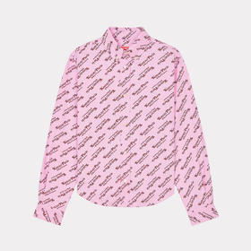 KENZO 高田贤三 女士字母徽标印花棉质长袖衬衫 粉色 FE52 CH087 9D2 30