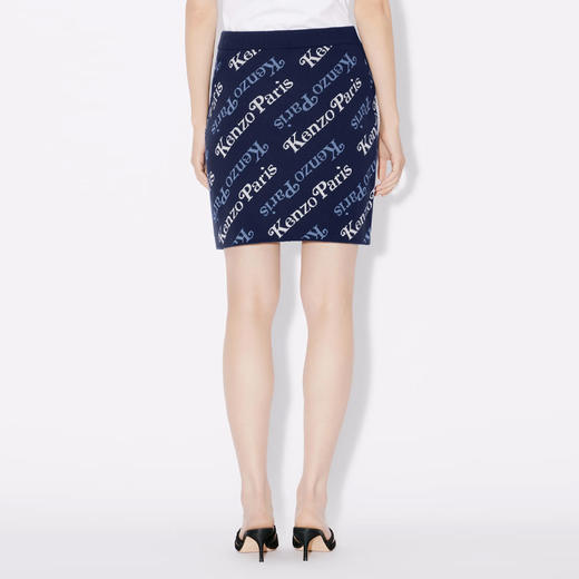 KENZO 高田贤三 女士字母徽标提花混纺羊毛针织迷你半身裙 蓝色 FE52 JU457 3CB 77 商品图2