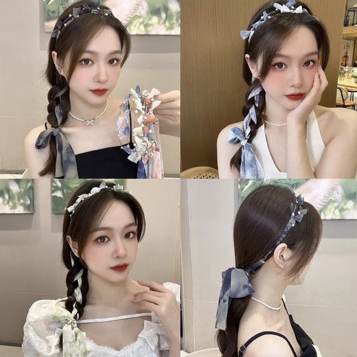 【38款！热卖！】超仙珍珠飘带发箍女网红年新款发卡头饰绑发夏天外出发带发箍 商品图0