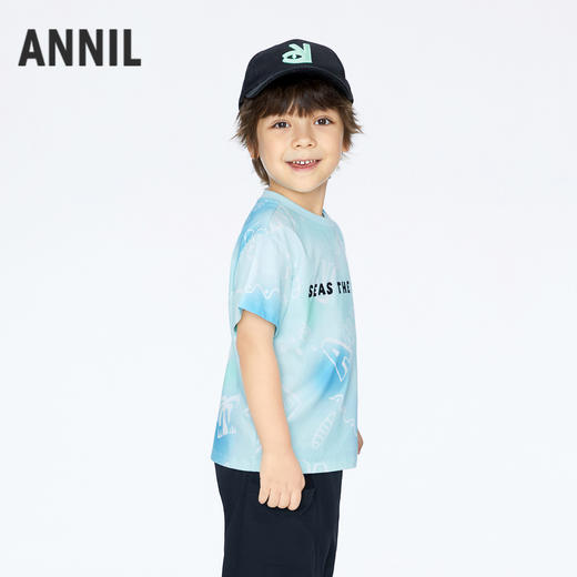 男童海洋风短袖T恤圆领上衣新款安奈儿童装实体店同款XB421683 商品图2