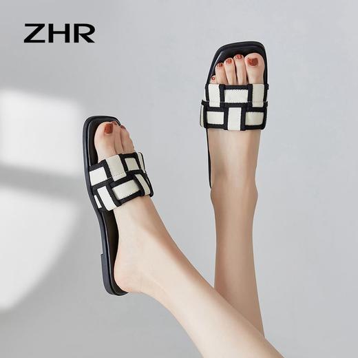 ZHR法式高级感平底凉拖鞋女夏小香风2024新款网红外出海边沙滩鞋 商品图8