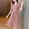 HT-9109粉色法式连衣裙新款名媛气质显瘦长裙时尚高级感减龄中长裙 商品缩略图1