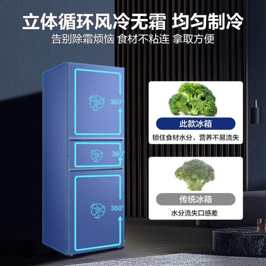 美的冰箱239升BCD-239WTPM 钛钢灰-星烁 三门三温风冷无霜 二级能效 商品图3