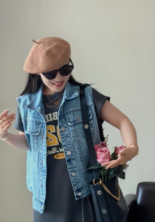 复古银扣直筒牛仔马甲救命百搭 商品图5