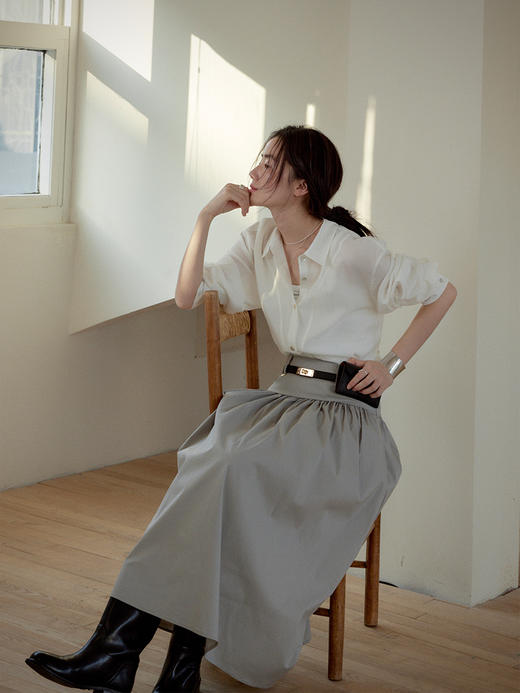 【现货】Even Vintage| 温柔至白 基础元气时髦显瘦纯色百搭半裙 商品图3