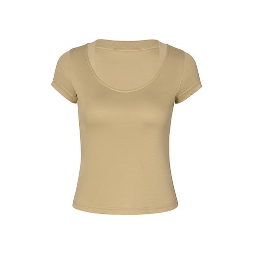 NUTH 凉感液氨纯棉低领修身显瘦短袖t恤女 商品图5