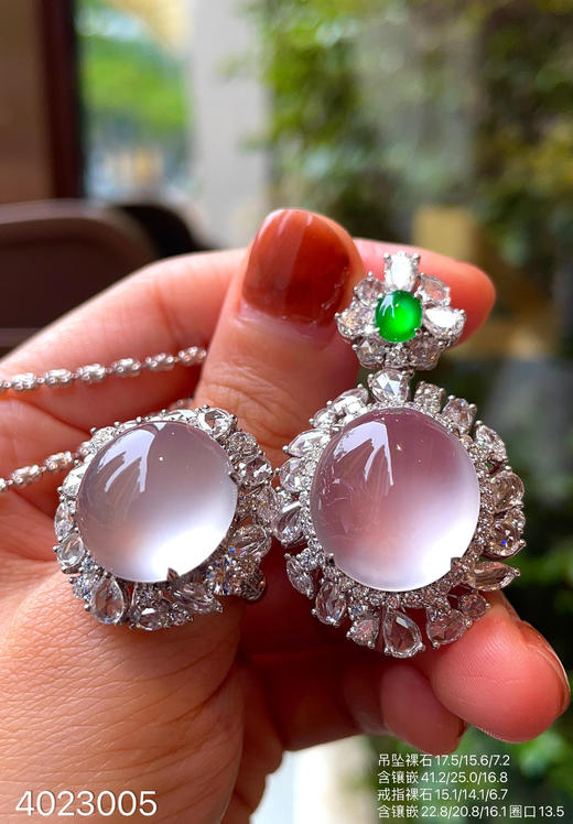 玻璃种蛋面套装【4023005】具体价格微信咨询 商品图6