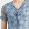 司歌v领格子短袖显瘦连衣裙弹力气质A891096X 商品缩略图1