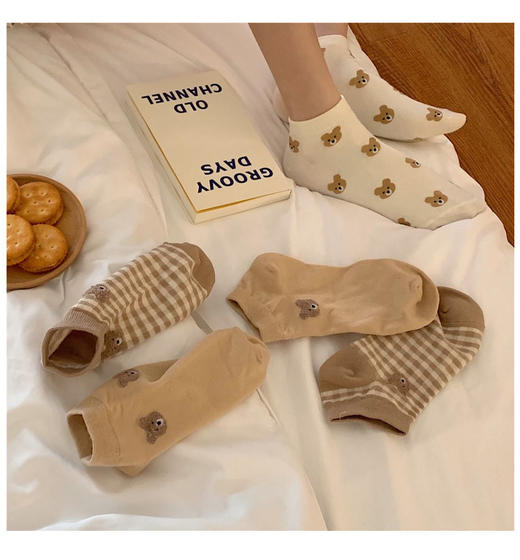 （58元/5双）可爱小熊ins潮船袜FC6006 商品图3