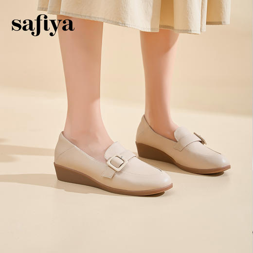 Safiya/索菲娅2024新款 软底真皮坡跟休闲乐福小皮鞋 SF43111404 商品图3