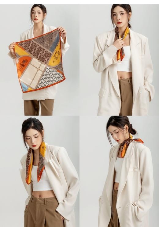 MOMMY KIKO 小众轻奢真丝小方巾送丝巾扣 商品图1