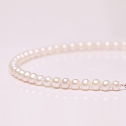 淡水珍珠套装 6.5-7.5mm白 耳钉+项链 108422 商品图5