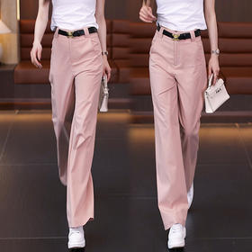 休闲裤垂感直筒裤，粉色天丝棉窄版阔腿裤ZYR-YSL-9161