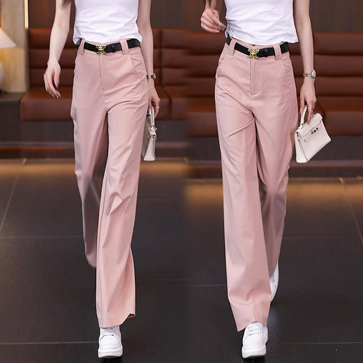 休闲裤垂感直筒裤，粉色天丝棉窄版阔腿裤ZYR-YSL-9161 商品图0