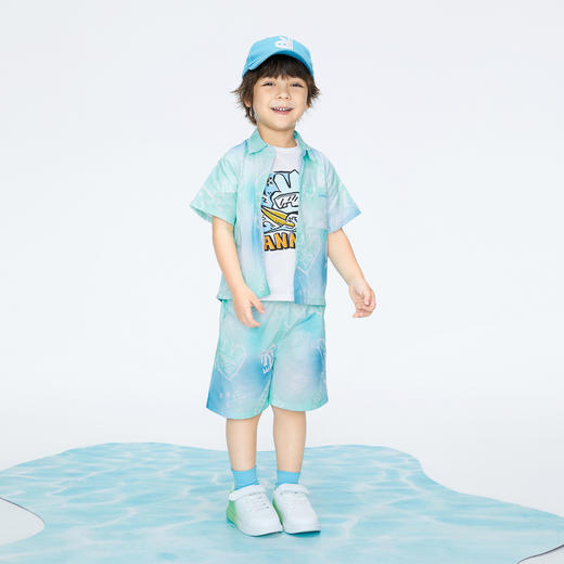 男童棉麻翻领短袖衬衫夏季新款安奈儿童装实体店同款XB421682 商品图3