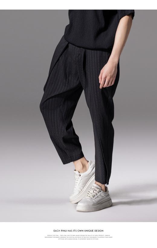 PINLI品立夏季新款暗纹提花九分裤男潮牌百搭时尚休闲直筒裤B242117102 商品图8