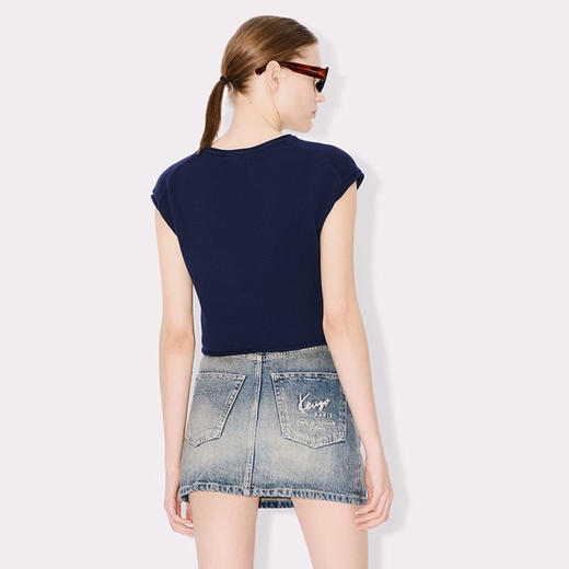 KENZO 高田贤三 女士玫瑰花徽标提花混纺羊毛针织背心 蓝色 FE52 PU468 3BM 77 商品图2