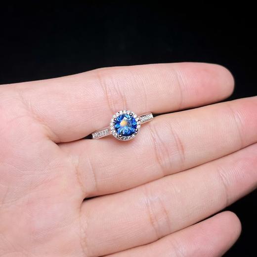 S925合成蓝宝石戒指可调节 商品图0