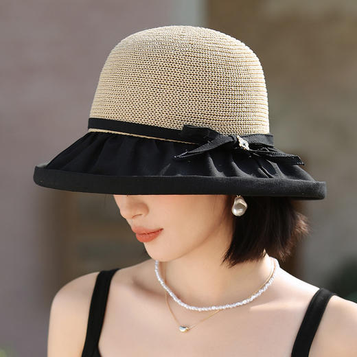 气质女神韩国细草编拼接渔夫帽，减龄防晒遮阳草帽JC-M2954 商品图2