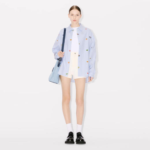 KENZO 高田贤三 女士水果贴纸印花棉质长袖衬衫 条纹 FE52 CH247 9A1 64 商品图3