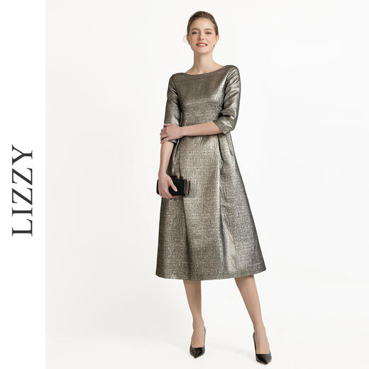 LIZZY优雅高端气质名媛风轻奢收腰大摆宴会晚礼服连衣裙8066 商品图1