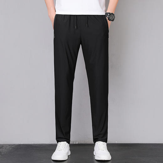 【冰丝裤】【DDN】大依优型大码直口束口休闲长裤弹力大号加肥加大夏季薄款松紧腰宽松运动透气 商品图1