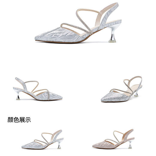 ZHR则则法式气质高跟鞋2024新款尖头单凉鞋百搭名媛女鞋包头凉鞋 商品图3