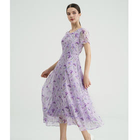 司歌短袖雪纺印花连衣裙A891234X