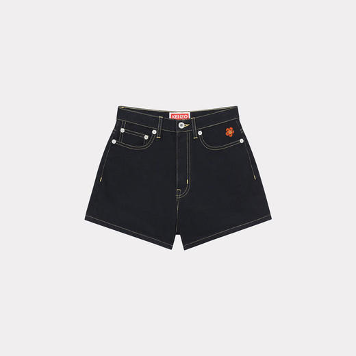 KENZO 高田贤三 女士“BOKE FLOWER”徽章刺绣棉质牛仔短裤 黑色 FD62 DS200 6C1 BM 商品图0
