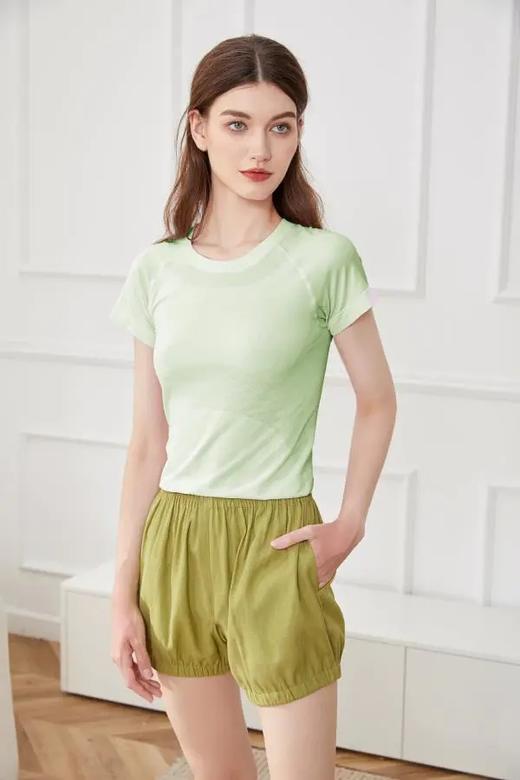 【买一赠一】HWT哈瓦塔春季新款及腰（短款）无缝短袖4.0 H340103 商品图2