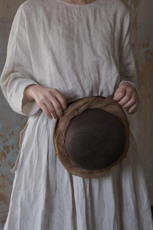 Kreuzzz   橘色/褐色Mire马尼拉麻圆顶网纱礼帽 商品图10