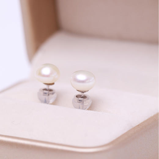 淡水珍珠套装 6.5-7.5mm白 耳钉+项链 108422 商品图4