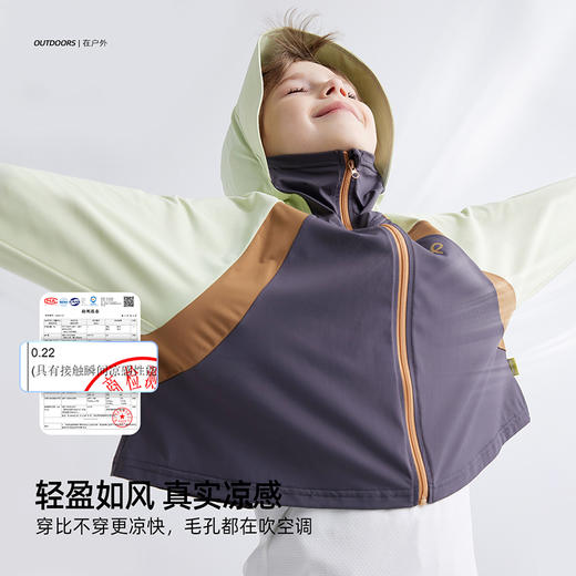 fx-【凉感防晒 UPF50+】儿童撞色冰皮斗篷防晒衣 PXW2409 商品图2