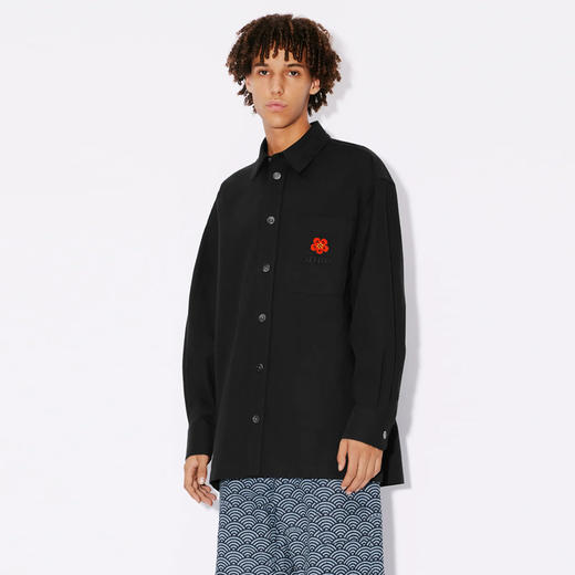 KENZO 高田贤三 男士“BOKE FLOWER”徽章刺绣棉质长袖衬衫 黑色 FD65 CH507 9LA 99 商品图1