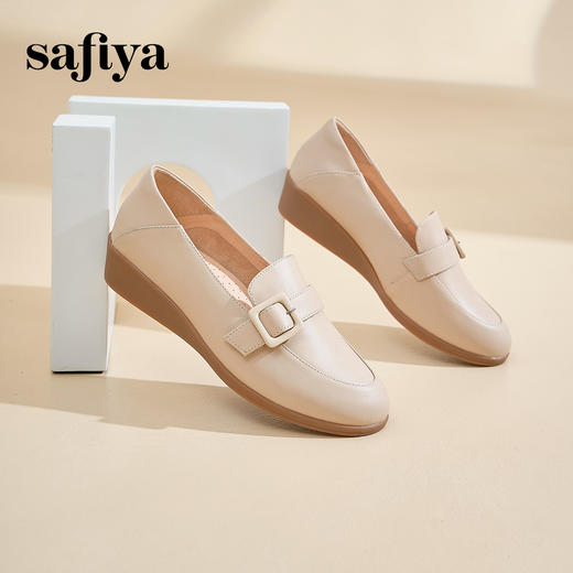 Safiya/索菲娅2024新款 软底真皮坡跟休闲乐福小皮鞋 SF43111404 商品图5