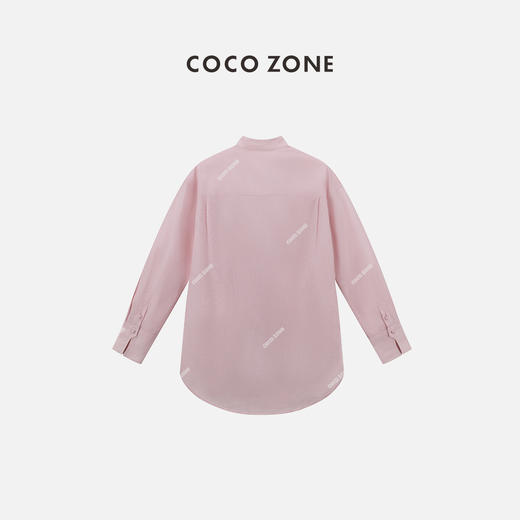 COCO ZONE"桃乐思"100棉气质通勤polo领衬衫粉色单排扣衬衣CC2A0257 商品图1