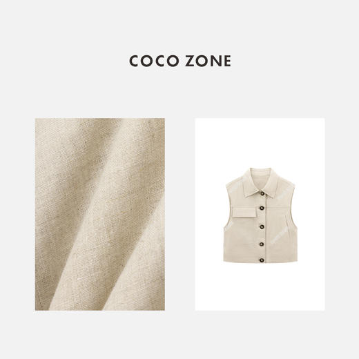 COCO ZONE"弗洛伦萨"夏季翻领单排扣无袖马夹简约设计感外搭上衣CC2B0864 商品图2