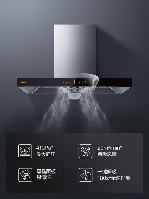 方太20m³一键瞬吸风量挥手开关欧式烟灶套装家用顶吸油烟机4.5kW燃气灶具套餐EH36H+TH33B官方旗舰店 商品图2