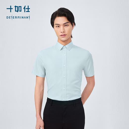 十如仕小方领弹力斜纹免烫短袖衬衫-303-02 商品图5
