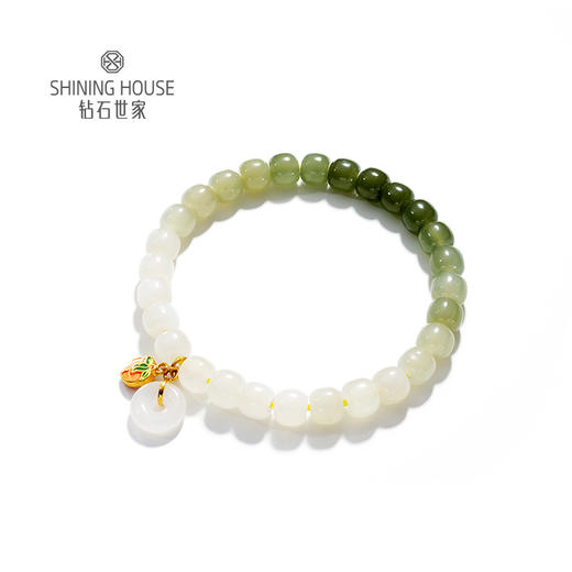【定价黄金】【限时8折】【现货】钻石世家 足金和田玉水晶手串 芙蓉石/白水晶/和田玉 3D硬金黄金手链手串 商品图6