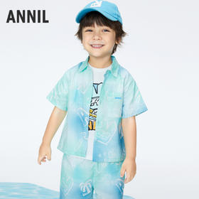 男童棉麻翻领短袖衬衫夏季新款安奈儿童装实体店同款XB421682