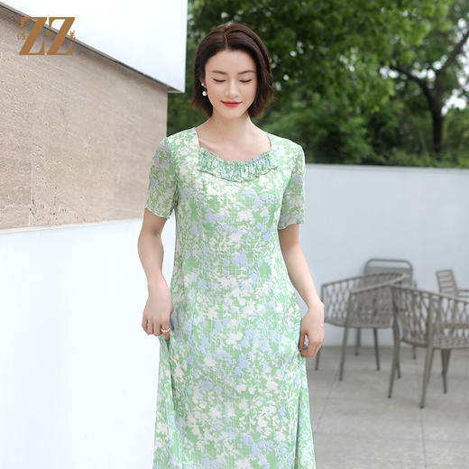 佐尔美甜美碎花100%桑蚕丝连衣裙E32LS99 商品图3