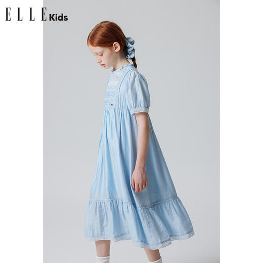 ELLEkids童装 法式复古重工中长款短袖连衣裙 商品图2