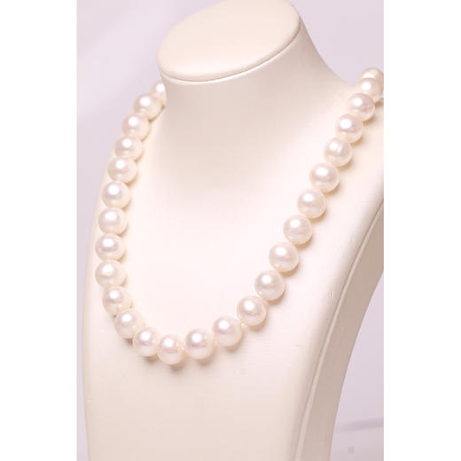 淡水珍珠套装8.5-9.5mm白耳钉+项链 105592 商品图2