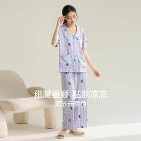 康妮雅女式短袖长裤开襟套装